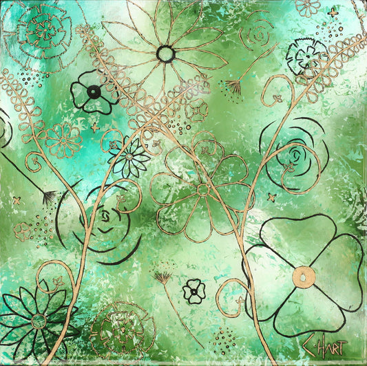 Chloe Hart - Green Floral Cluster 4