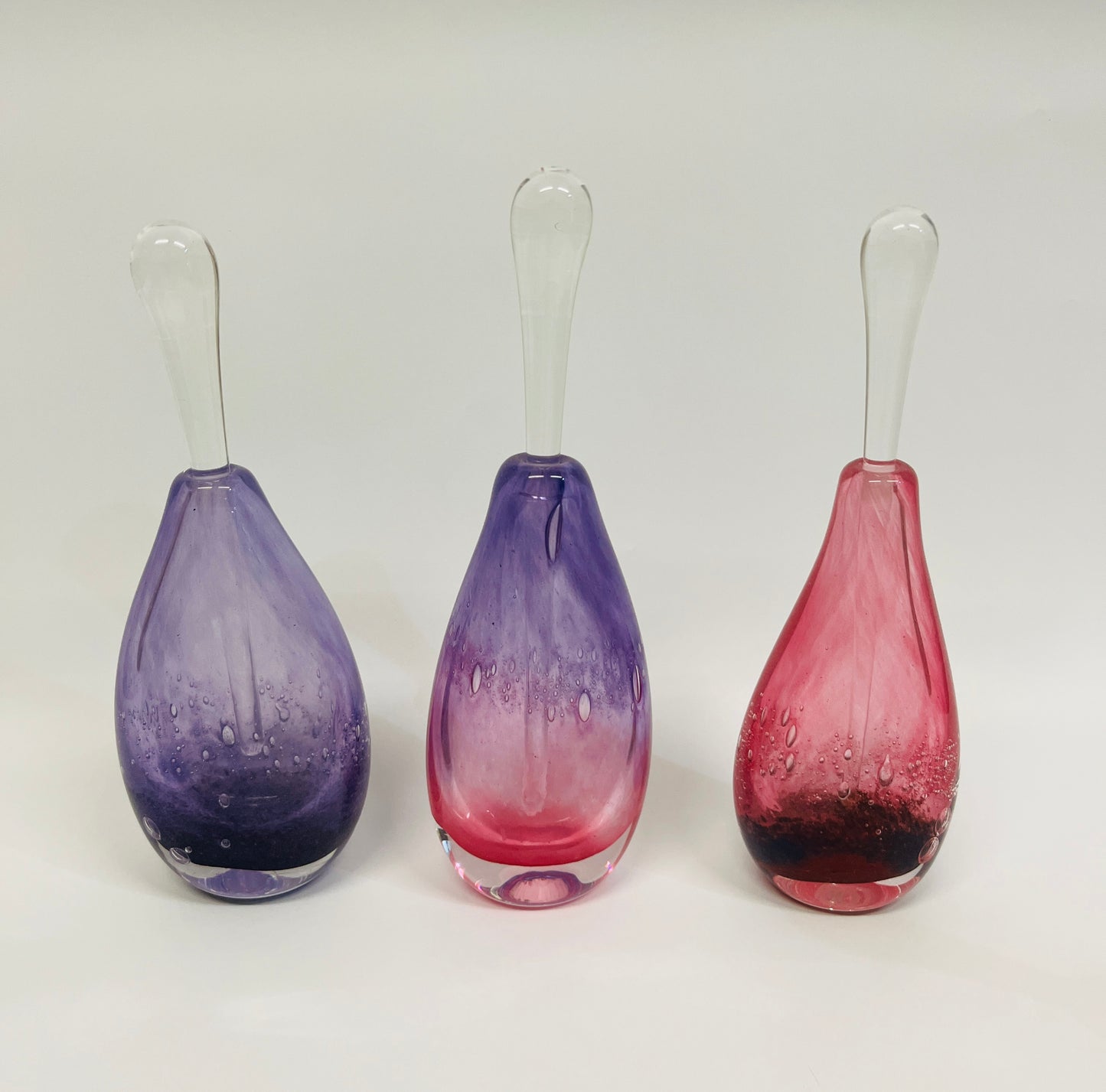Gordon Studio Glassblowers - Teardrop Bottle - Pink /Red
