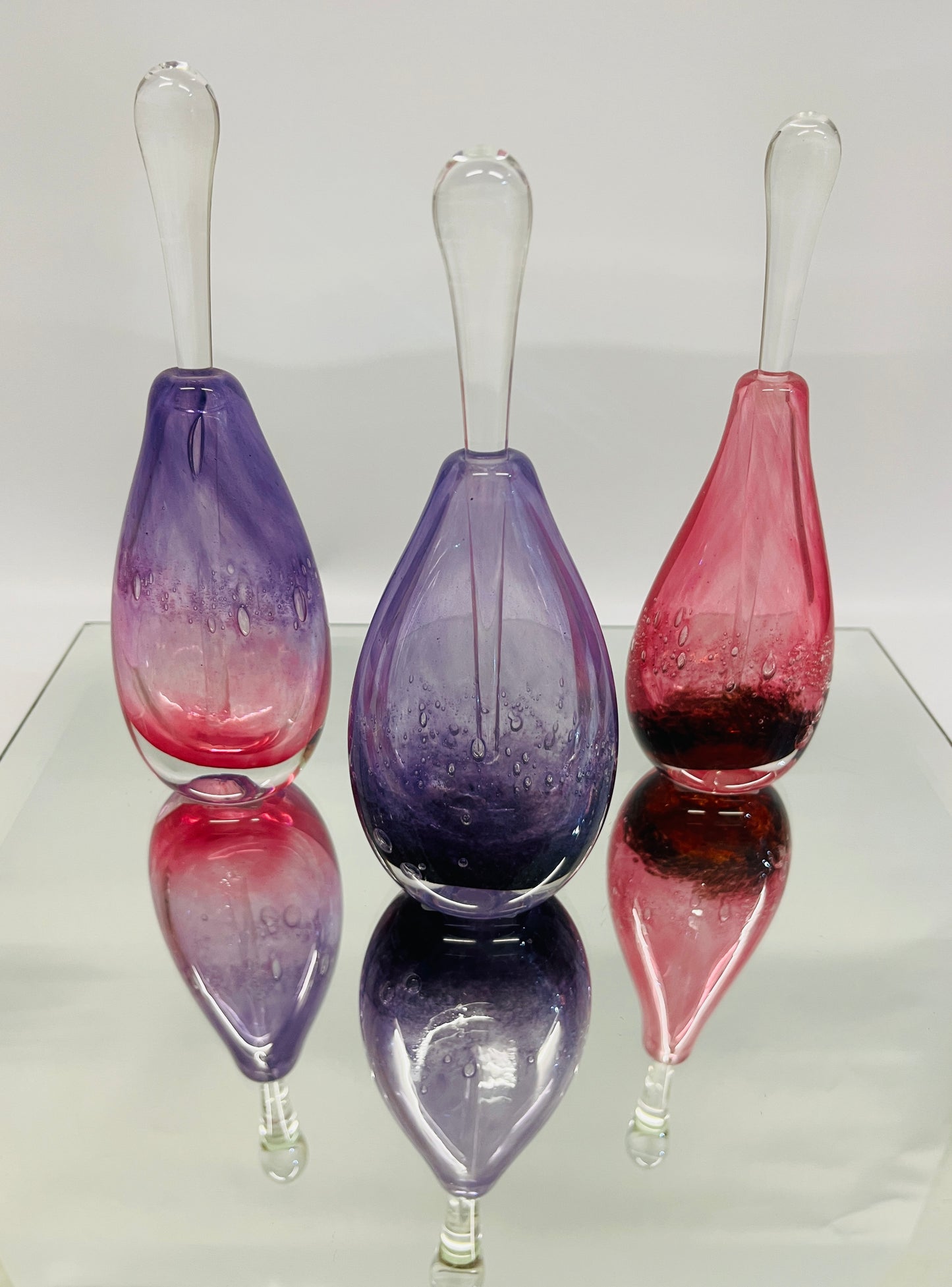 Gordon Studio Glassblowers - Teardrop Bottle - Pink /Red