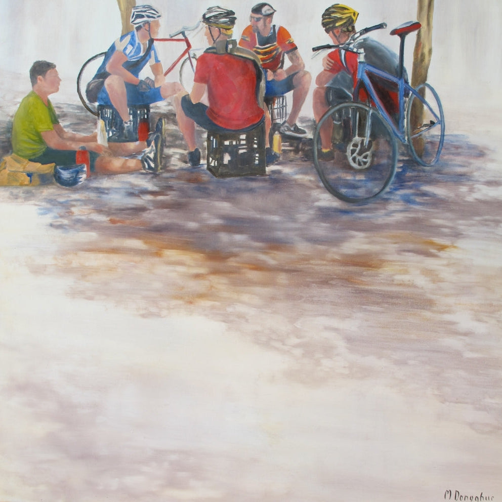 Artistic depiction of cyclists.