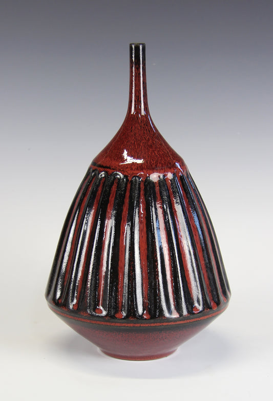 Bill Powell - Fluted Copper Red Vase