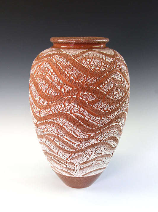 Bill Powell - Glazed Toast Clay Textured Large Vase