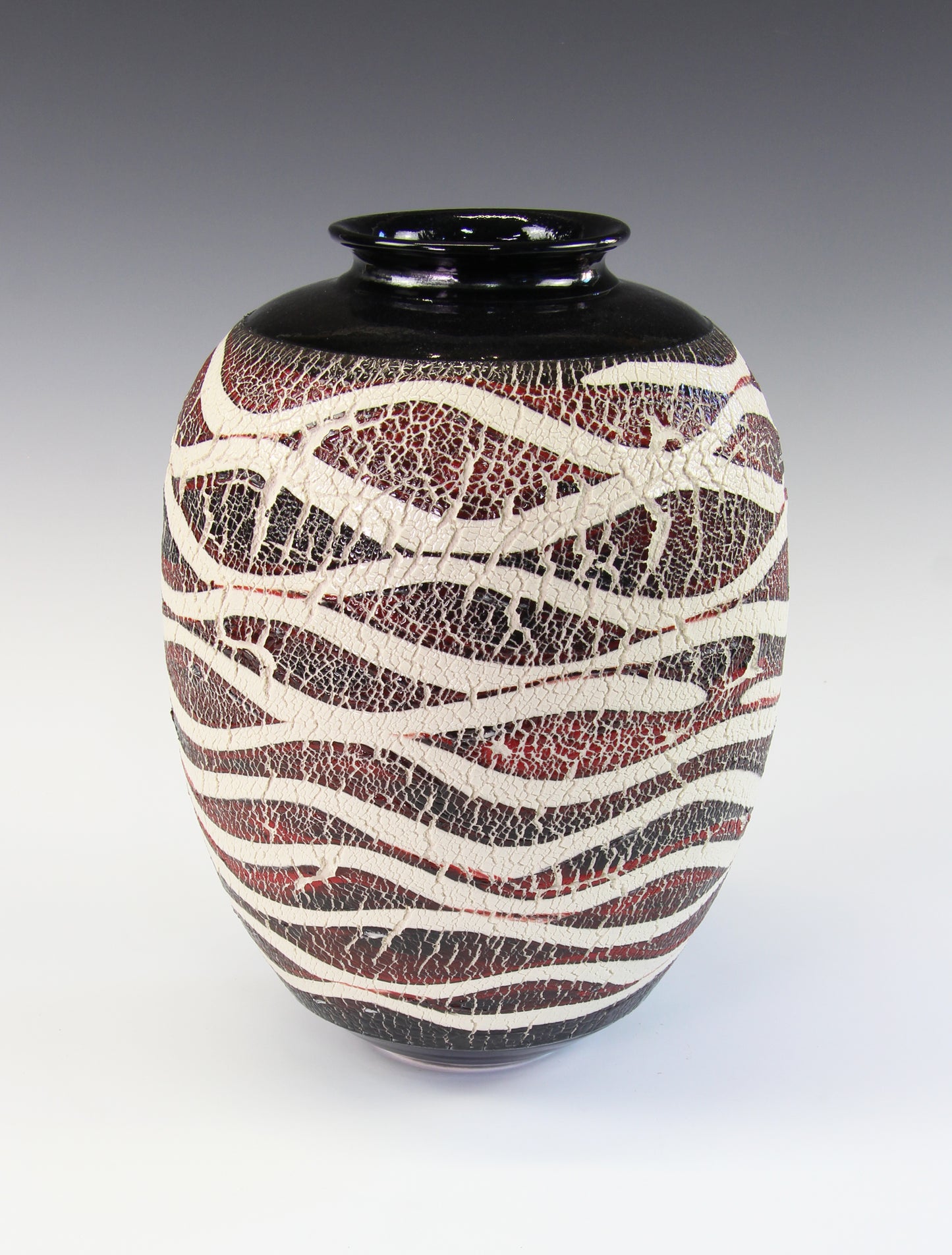 Bill Powell - Black Porcelain Textured Concave Blossom Vase
