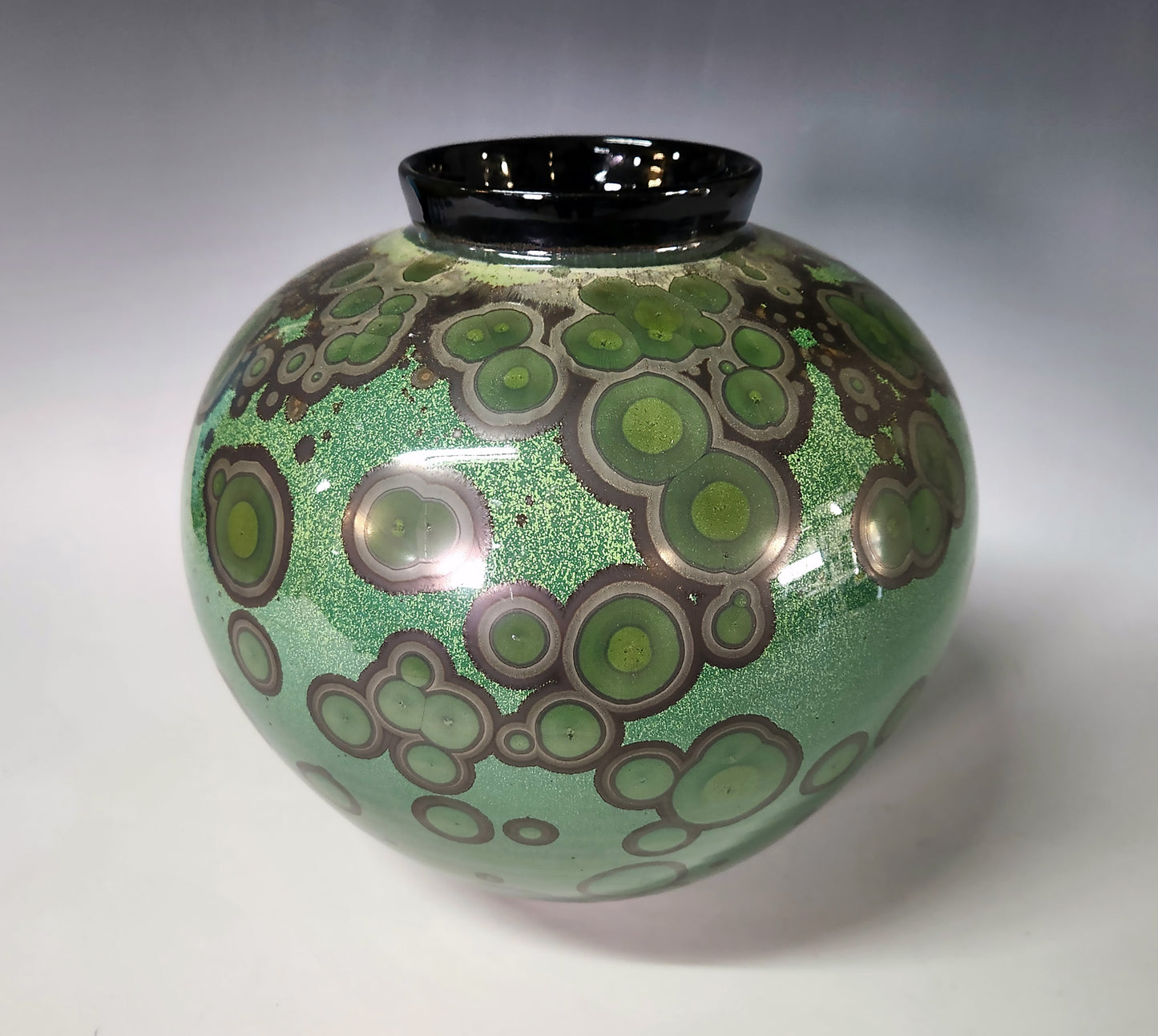 Bill Powell - Moss Green Crystal Moon Jar