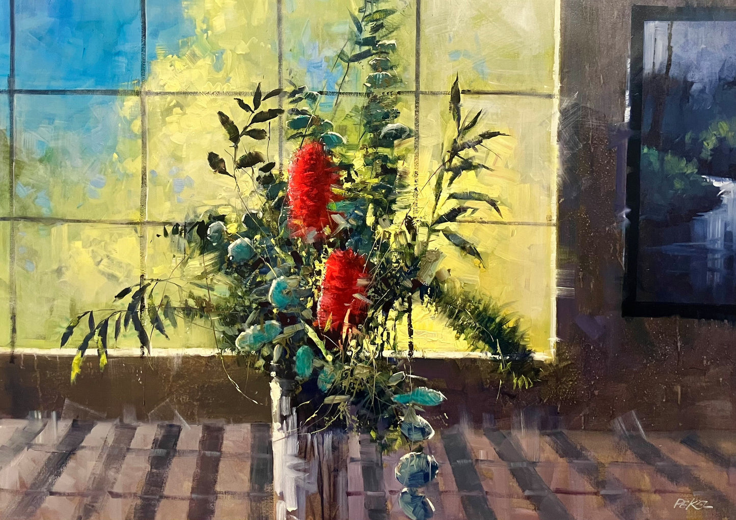 Herman Pekel - Australian Wildflowers looking out Studio Window