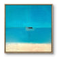 Framed artwork of a beach scene with clear blue water and sand.