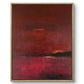 Abstract painting with red and black tones on a white background