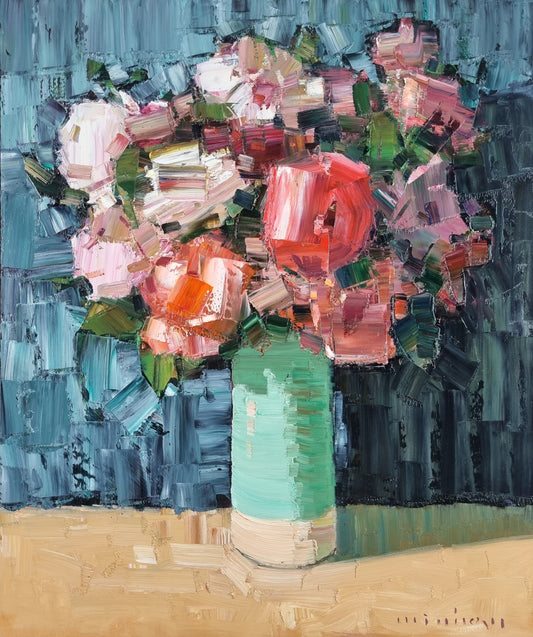 Minhan Cho - Peonies in a Green Vase