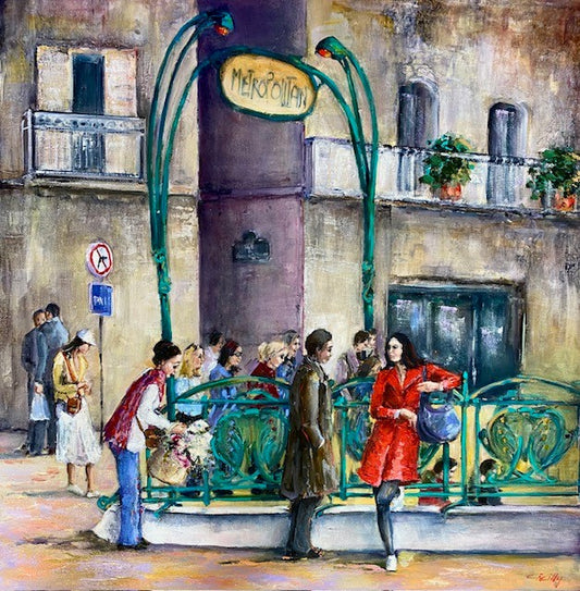Christine Reilly - Red Coat, Paris Metro