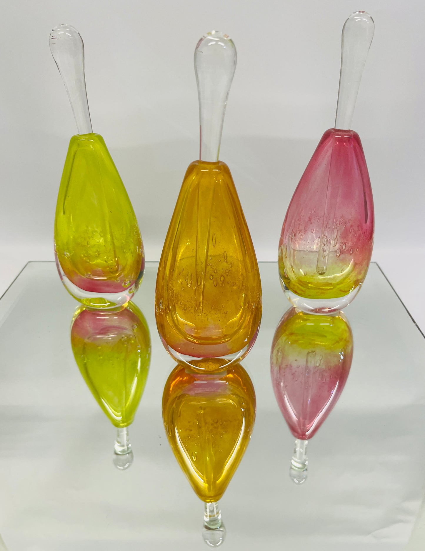 Gordon Studio Glassblowers - Teardrop Bottle - Yellow / Pink