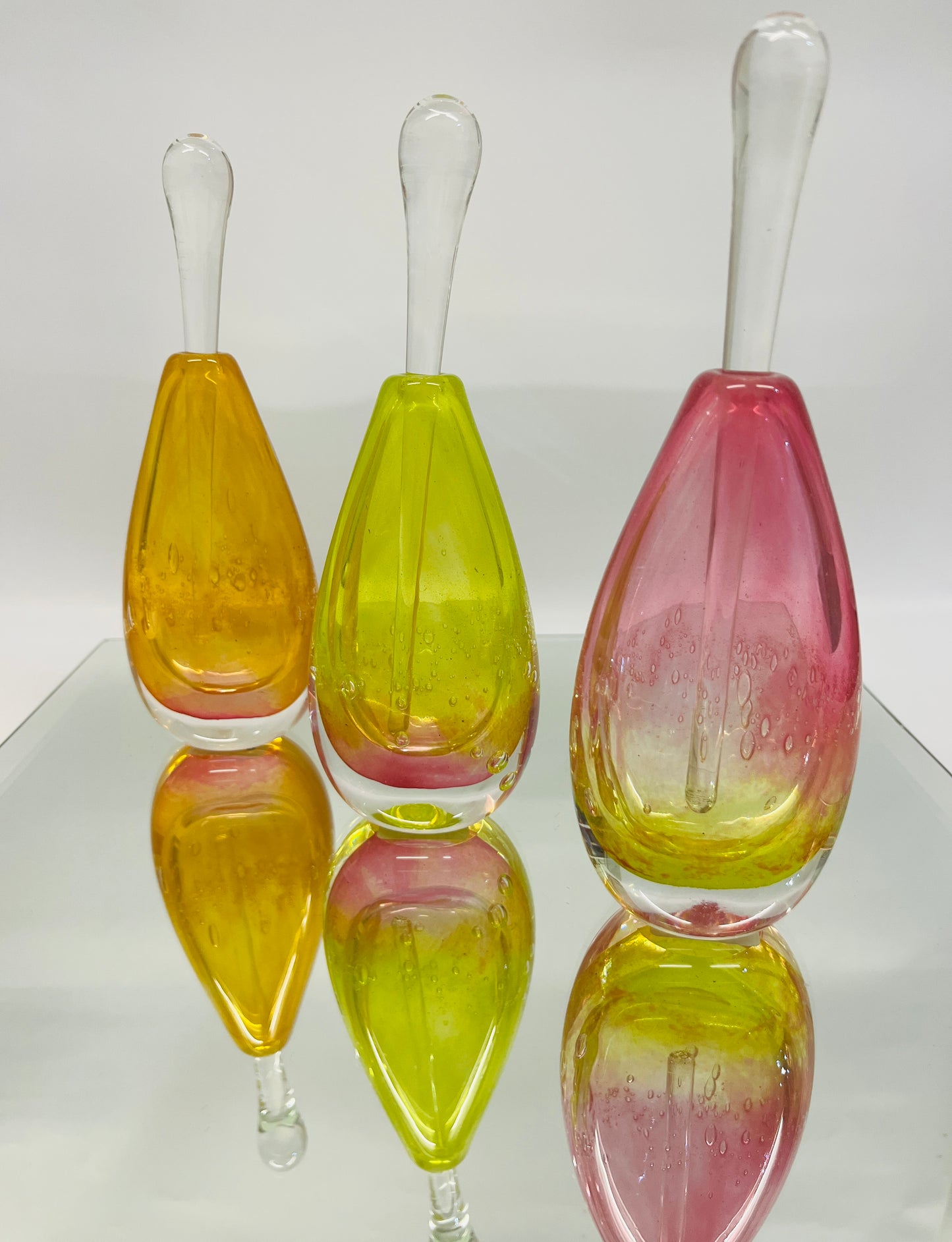 Gordon Studio Glassblowers - Teardrop Bottle - Yellow / Pink