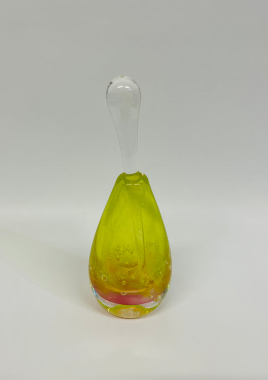 Gordon Studio Glassblowers - Teardrop Bottle - Yellow / Pink