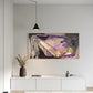 Modern interior with abstract painting on a wall, white cabinet, and decorative items.