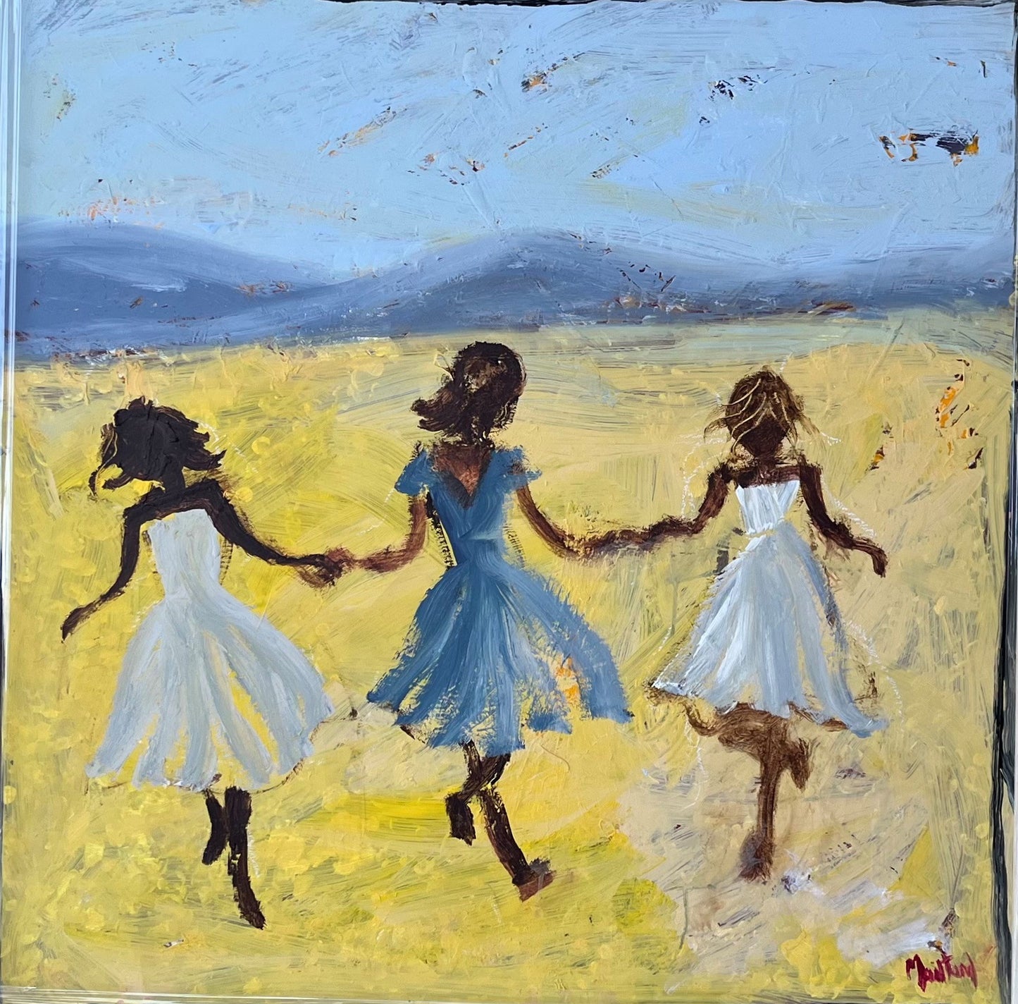 John Maitland - Girls Dancing on Yellow and Blue