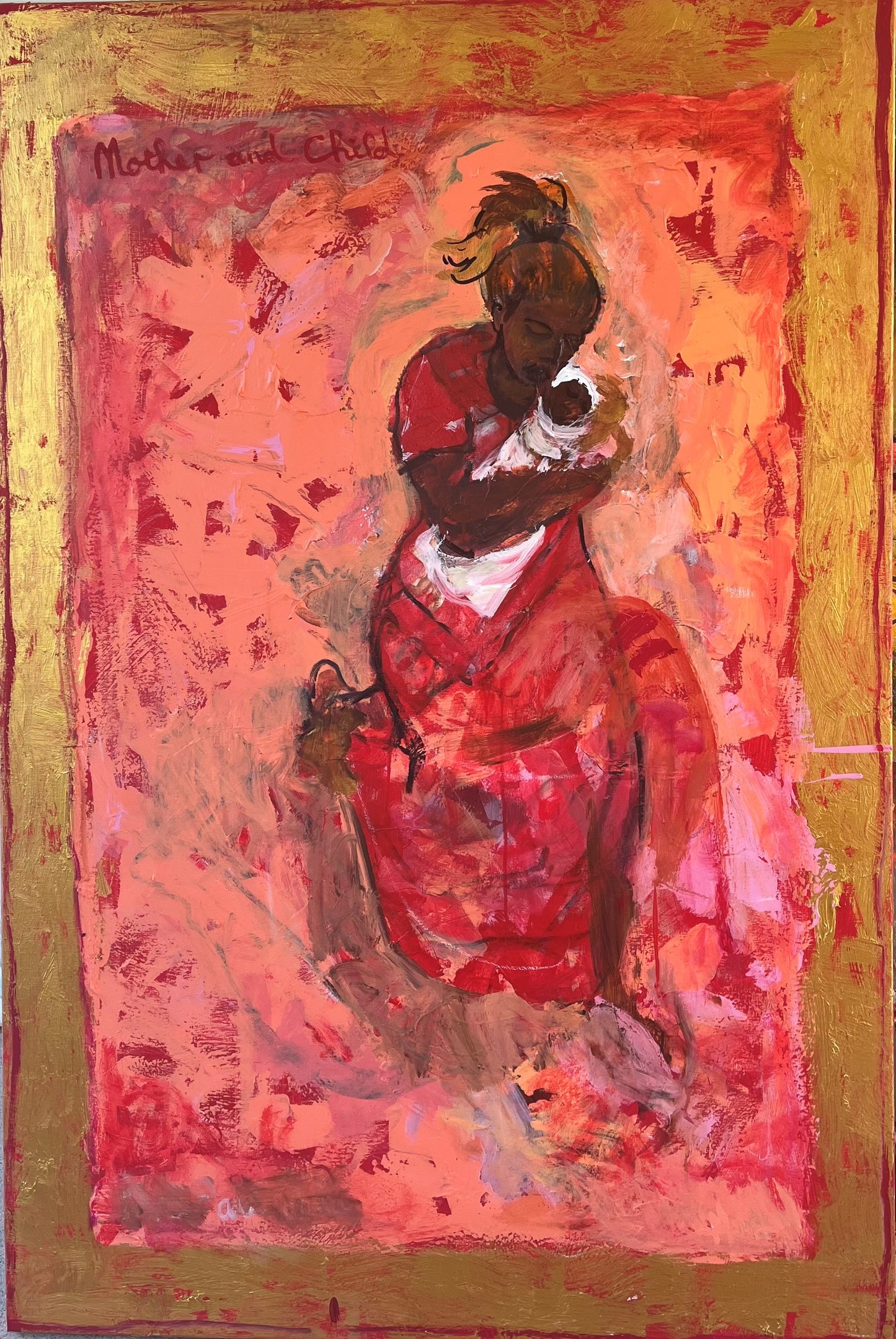 John Maitland - Mother and Child on Reds and Gold