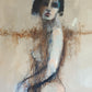 Artistic depiction of a nude figure with abstract brown and beige background