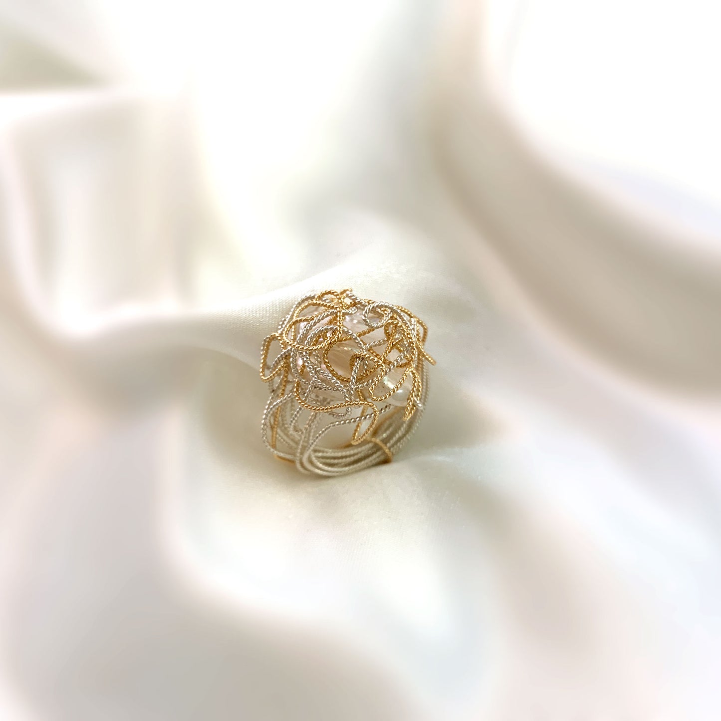 ZOHAR -  'Me' Silver and Gold Wire Ring