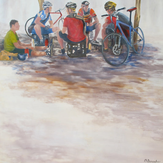 Artistic depiction of cyclists.