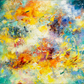 Abstract painting with vibrant colors and dynamic brush strokes