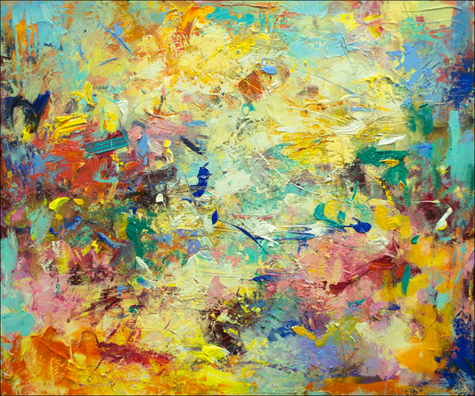 Abstract painting with a variety of colors and textures